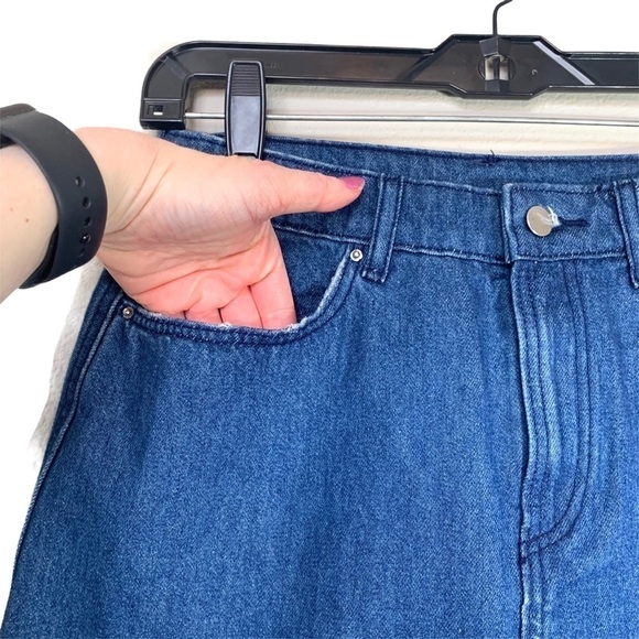 H&M Y2K fringe Raw Hem Cut off Denim Mini Skirt Size 6 - Picture 3 of 12